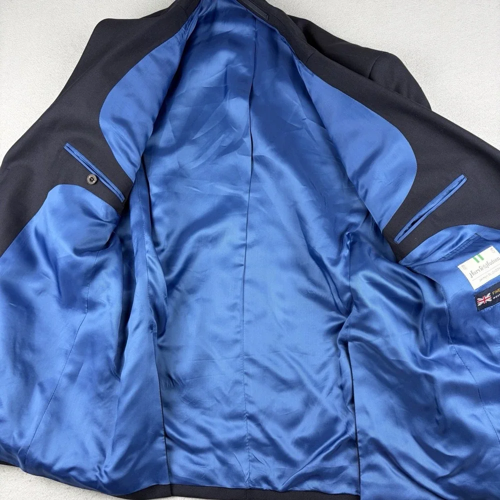 Harvie & Hudson Wool Blazer Men's 40R Navy Fine Worsted England